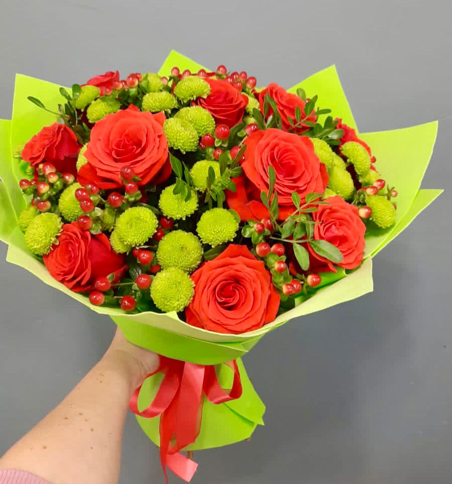 Букет цветов из: Хризантемы и Розы в Кабаново