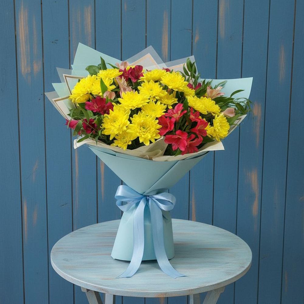 Букет цветов из: Альстромерии и Хризантемы в Кабаново