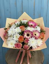 Букет цветов из:  Розы, Герберы и Хризантемы в Кабаново
