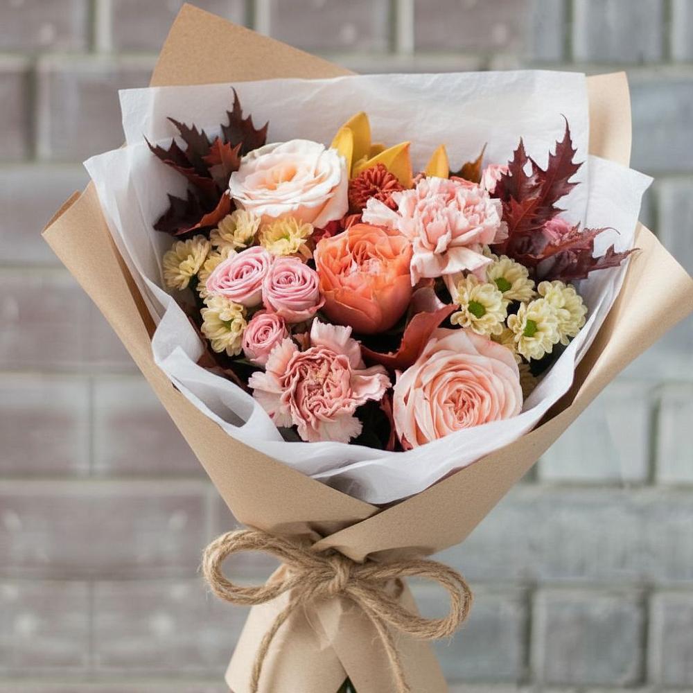 Букет цветов из: Гвоздики, Хризантемы и Розы в Кабаново