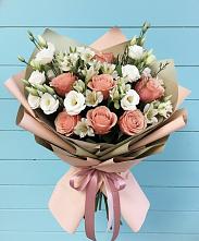 Букет цветов из:  Розы, Альстромерии и Лизиантусы в Кабаново