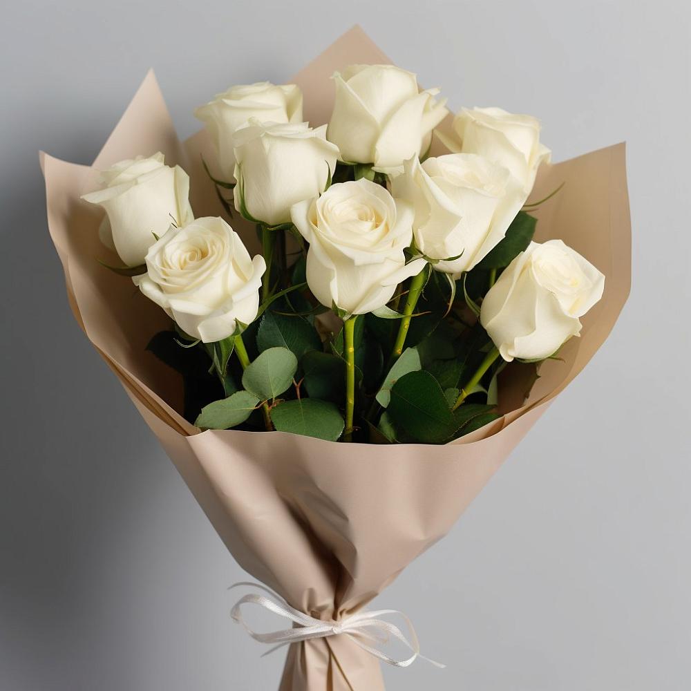 Букет 9 Белых роз Эдлесс Лав в Кабаново