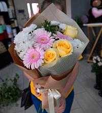 Букет цветов из:  Герберы, Розы и Хризантемы в Кабаново
