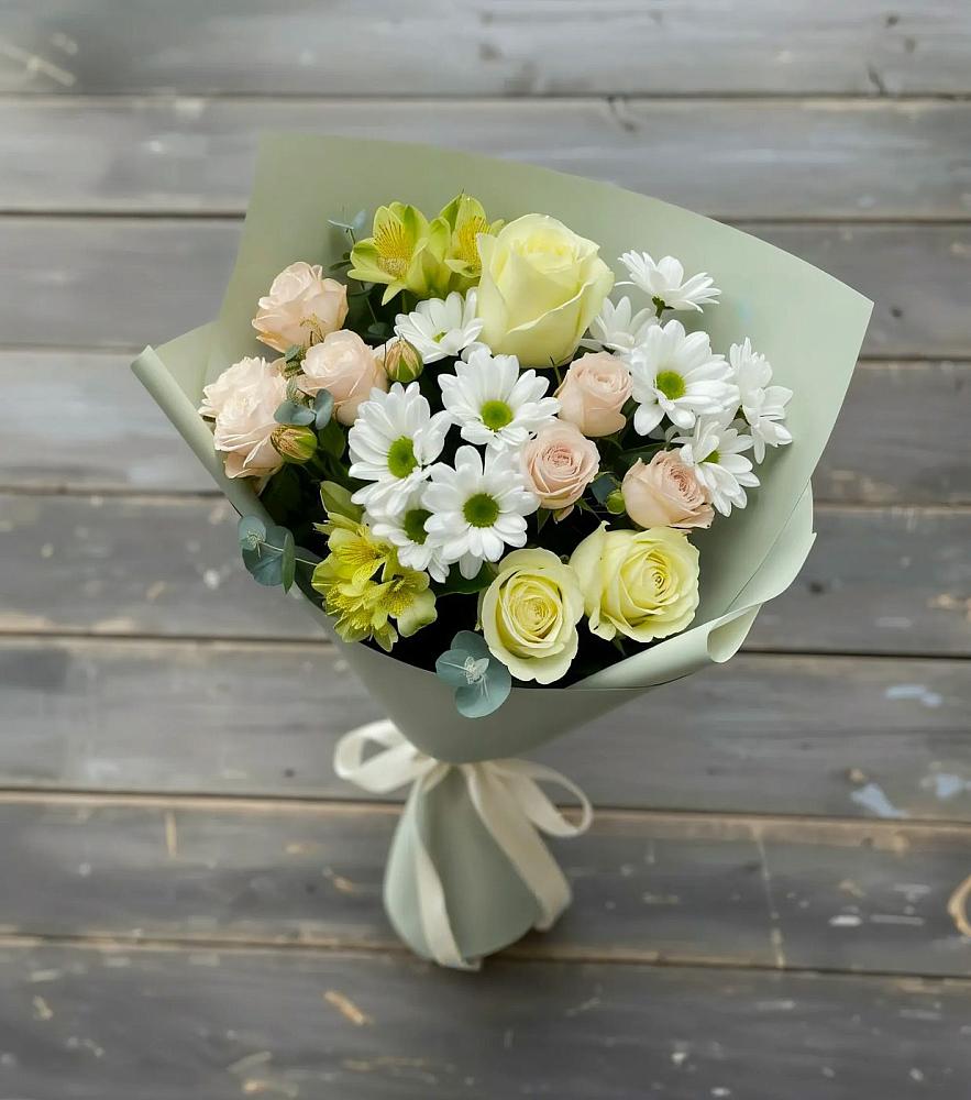 Букет цветов из: Альстромерии, Розы и Хризантемы в Кабаново