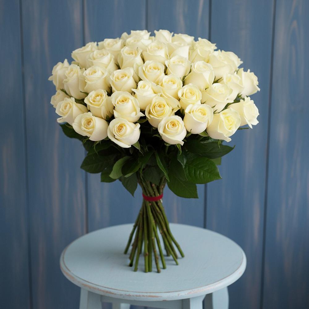 Букет 51 Белая роза Эдлесс Лав в Кабаново