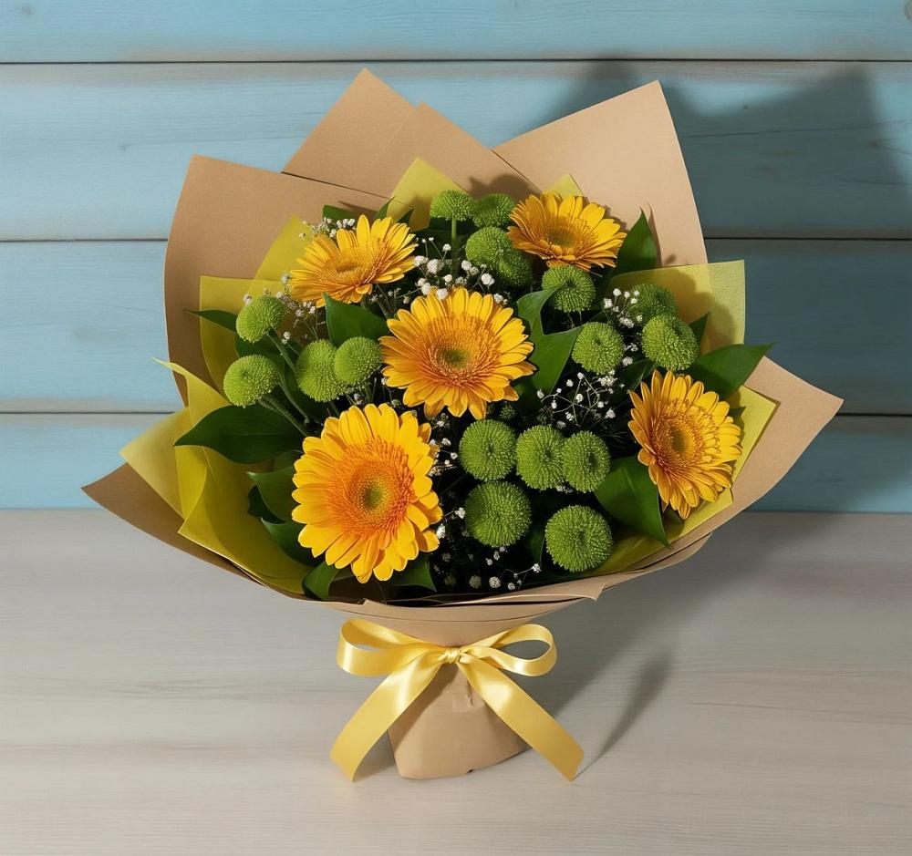 Букет цветов из: Герберы и Хризантемы в Кабаново