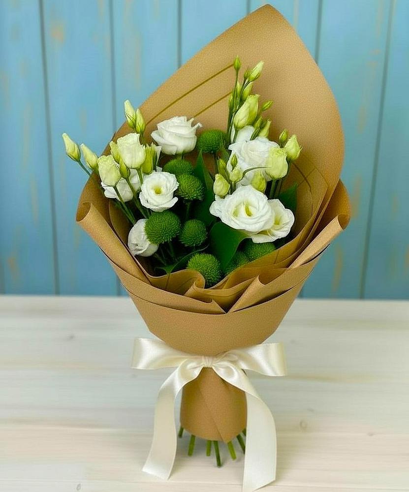 Букет цветов из: Хризантемы и Лизиантусы в Кабаново