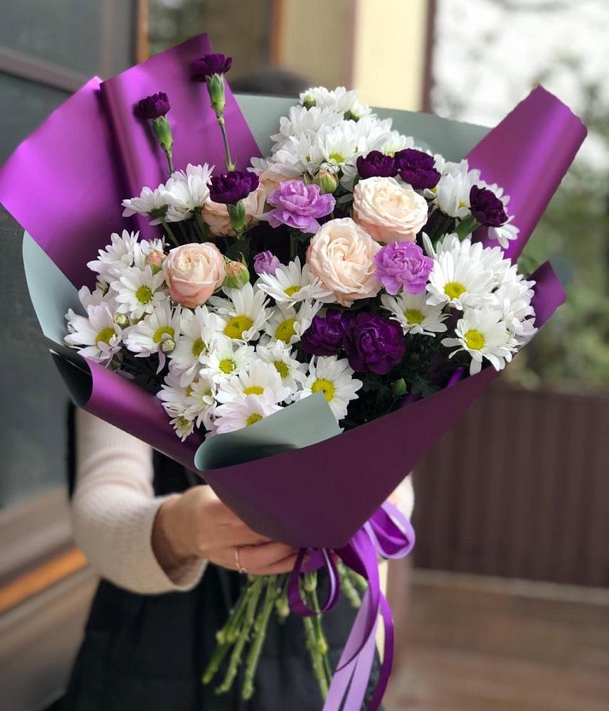 Букет цветов из: Хризантемы, Гвоздики и Розы в Кабаново
