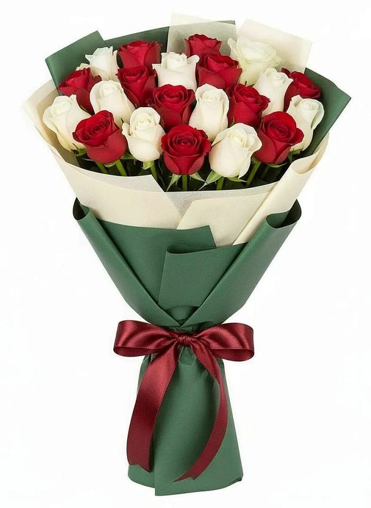Букет Микс из красных и белых роз в Кабаново