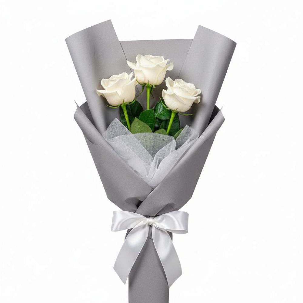 Букет 3 белые розы в Кабаново