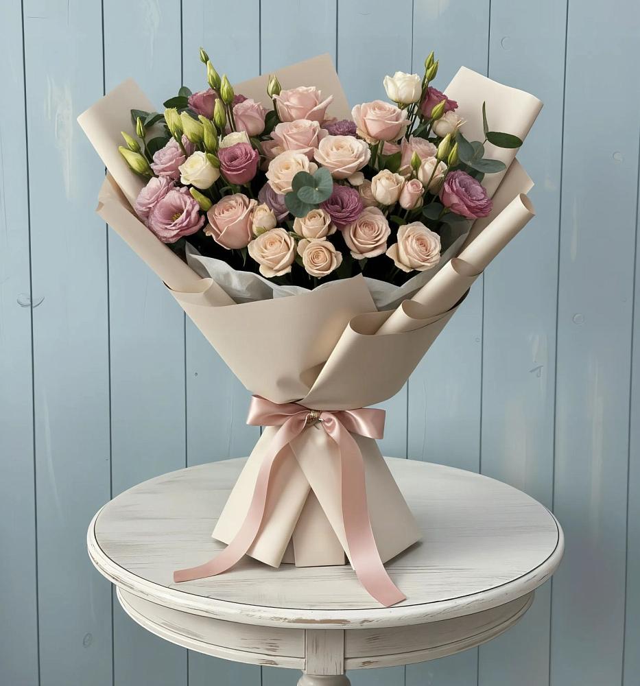 Букет цветов из: Розы и Лизиантусы в Кабаново