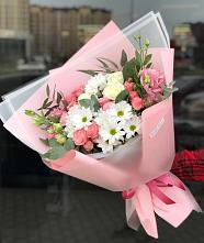 Букет цветов из:  Розы, Лизиантусы и Хризантемы в Кабаново