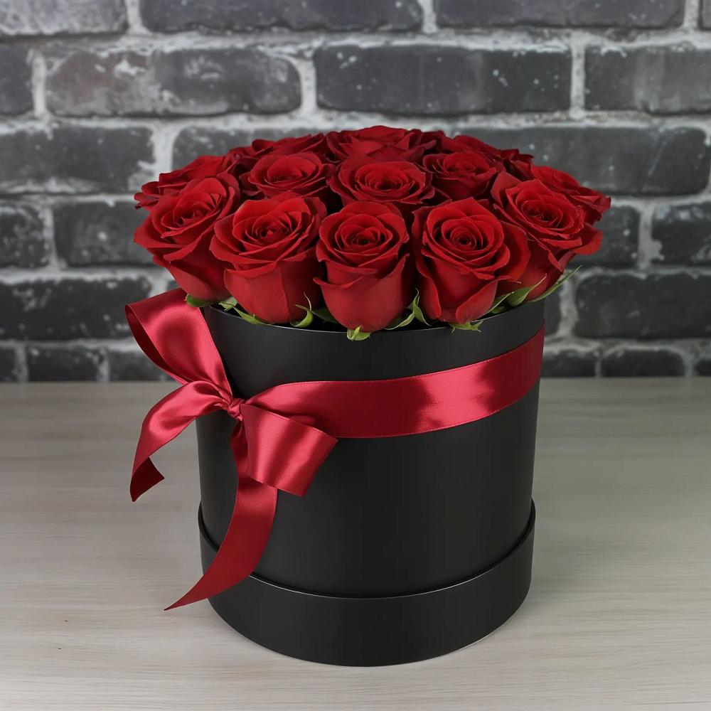 Цветочная композиция из Розы в шляпной коробке в Кабаново