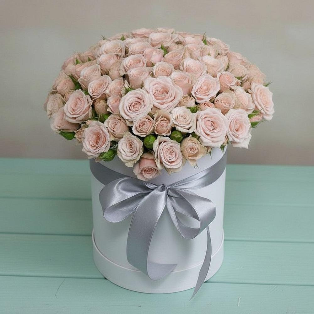 Цветочная композиция из Розы в шляпной коробке в Кабаново